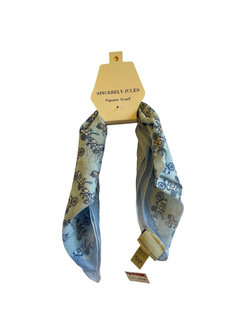 Sincerely Jules Blue Carriage Print Square Scarf - NWT**